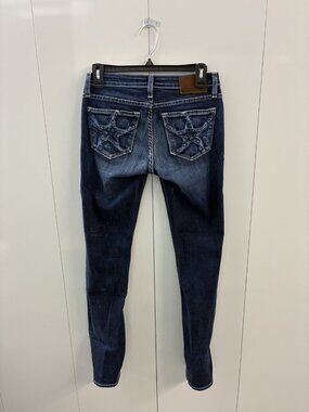 Big Star Brigette Slim Straight Blue Denim Distressed Whiskered Jeans Sz. 26R